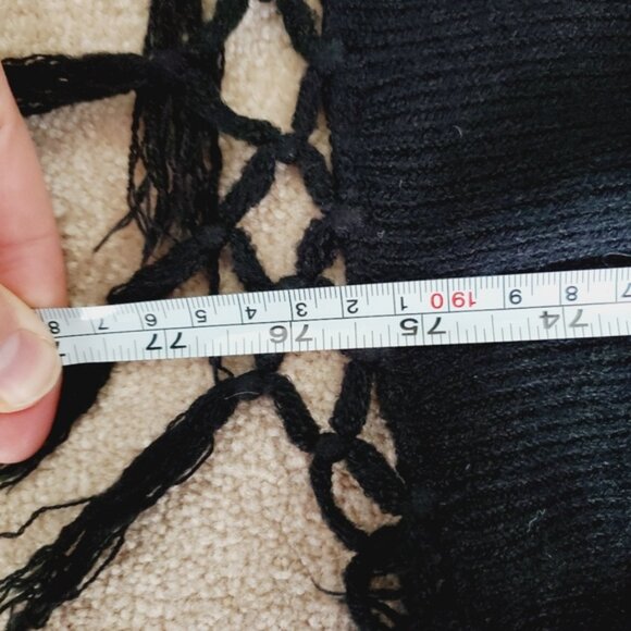 Vintage Genuine Rabbit Fur Old Hollywood Glam Pom Pom Black Large Scarf - Picture 5 of 7